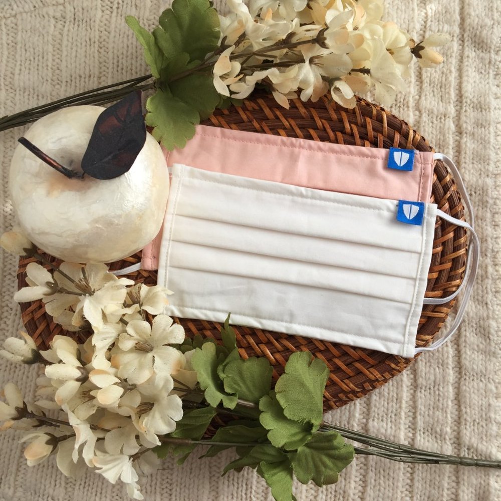 NEW! 2 PACK Cloth Face Mask - White and Peach